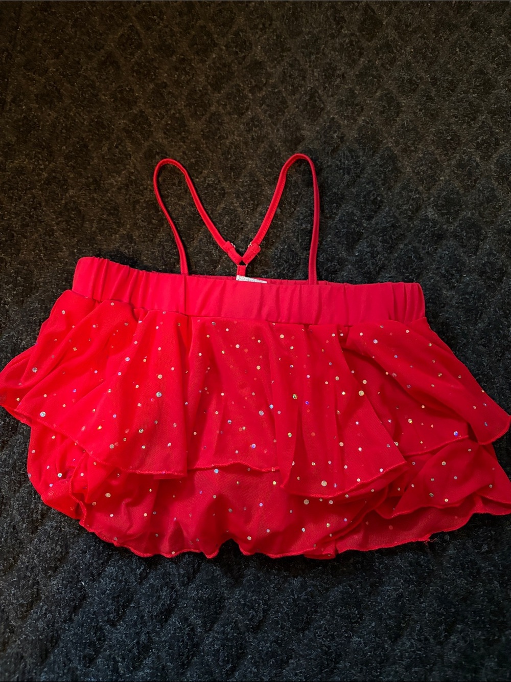 Girls Suspender Sparkling Red Layered Tulle Mini Skort size Medium Halloween